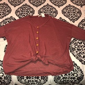 Oversized Thermal Button-Up Top